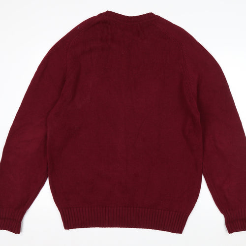 Lands' End Men's Red Cotton Crew Neck Pullover Jumper M