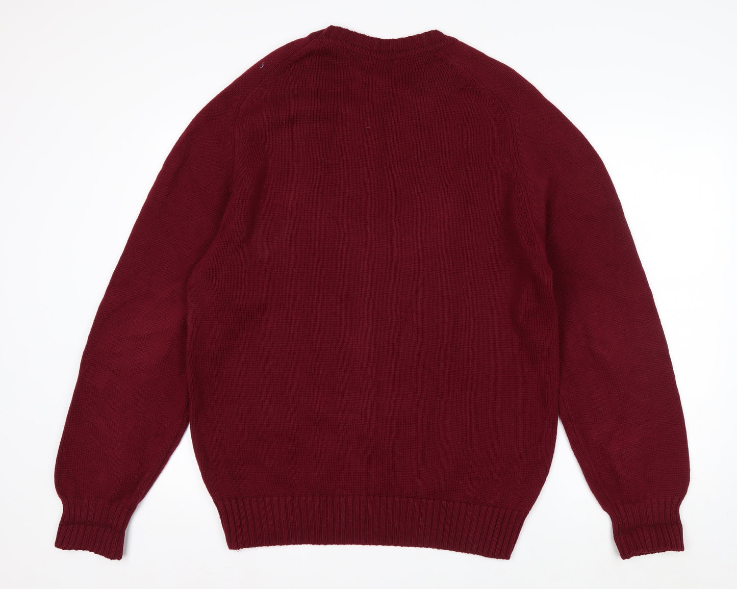 Lands' End Men's Red Cotton Crew Neck Pullover Jumper M