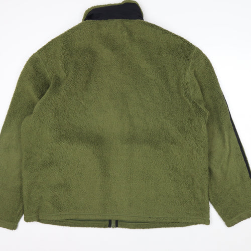 Adidas Men Green Fleece Full Zip Jacket XL Stand-Up Collar