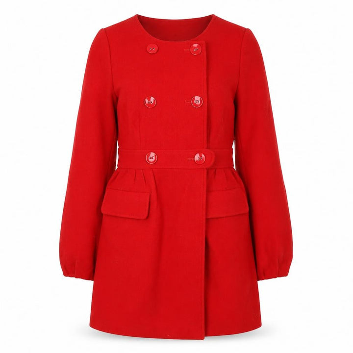 ChloƩ Women's Red Wool Blend Belted Pea Coat Size 8