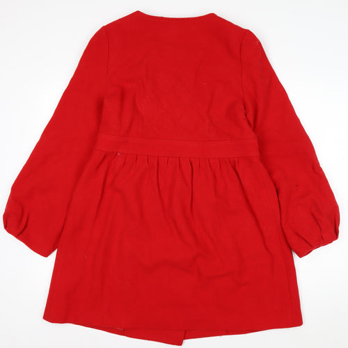 Chloé Women's Red Wool Blend Belted Pea Coat Size 8