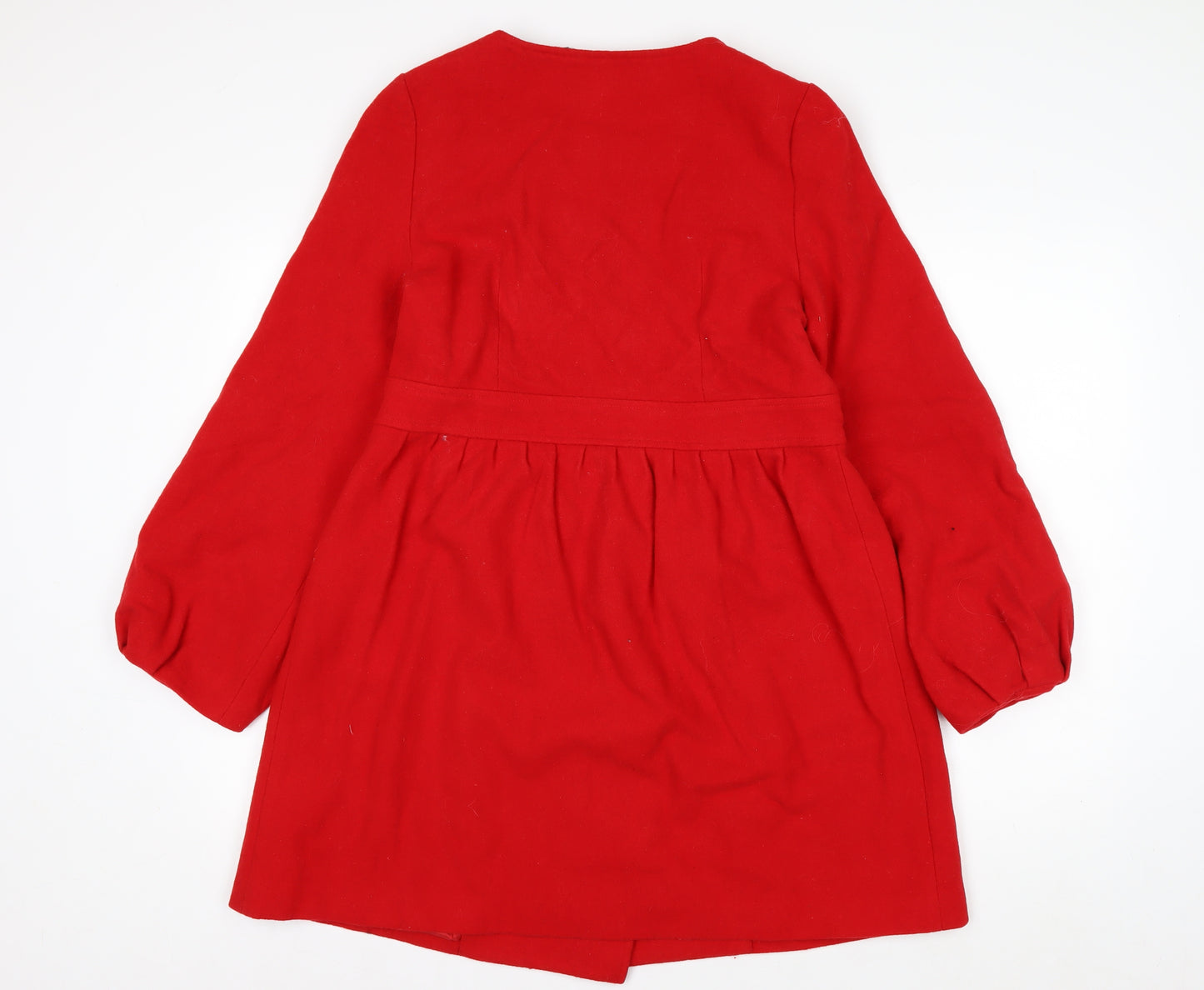 Chloé Women's Red Wool Blend Belted Pea Coat Size 8