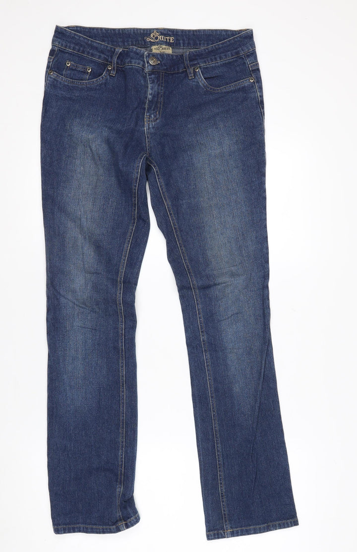 Quite Womens Blue Straight Leg Stretch Jeans Size 9-10