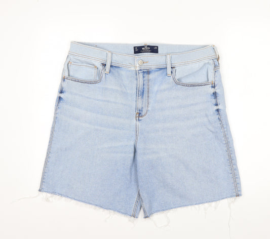 Hollister Men Blue Denim 33 Relaxed Fit High Rise Shorts