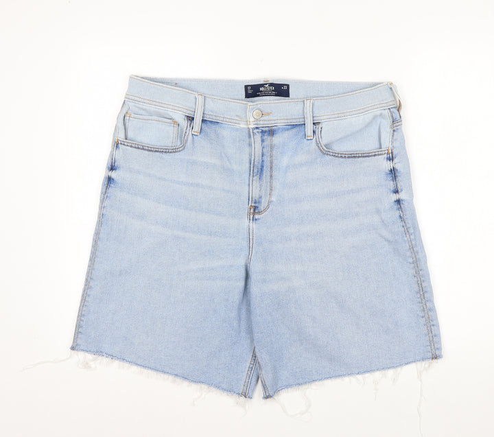 Hollister Men Blue Denim 33 Relaxed Fit High Rise Shorts