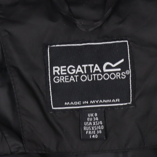 Regatta Womens Black Long Puffer Coat Size 8 Water Resistant