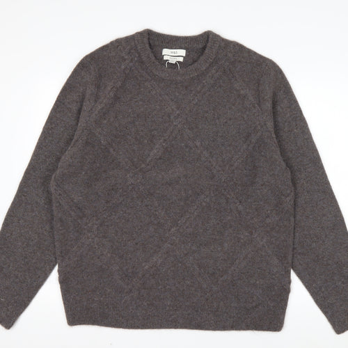 Marks and Spencer Men's Brown XL Crew Neck Wool Blend Jumper