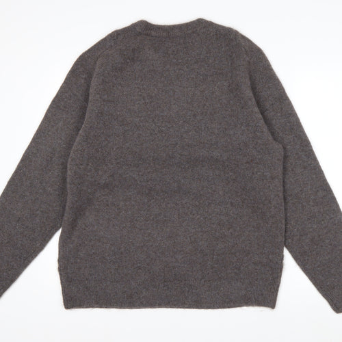 Marks and Spencer Men's Brown XL Crew Neck Wool Blend Jumper