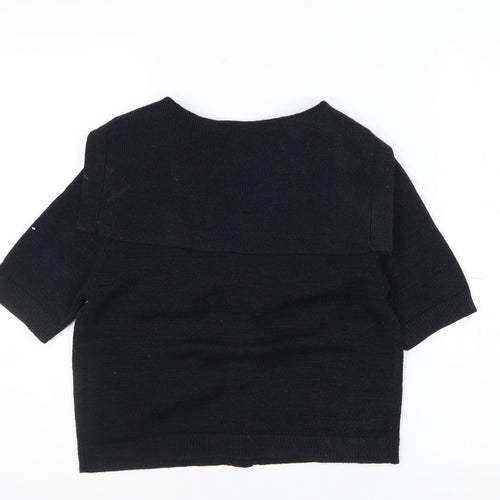 Marks and Spencer Women's Black Cropped Button-Up Knit Top XS