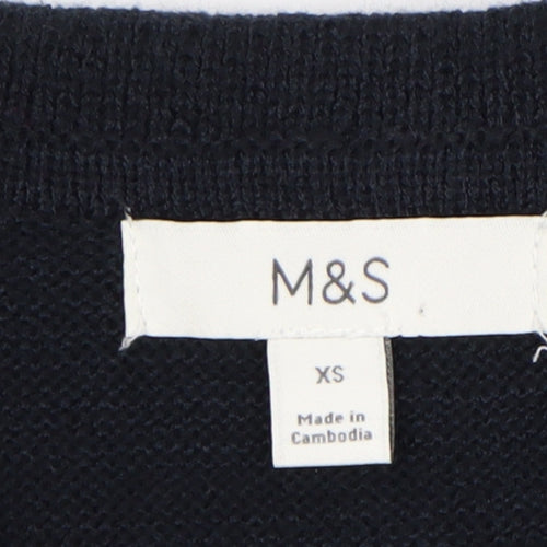 Marks and Spencer Women's Black Cropped Button-Up Knit Top XS