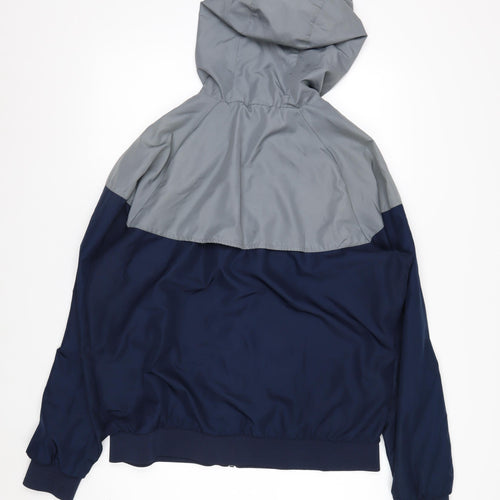 Nike Men's Blue Grey Hooded Windbreaker Jacket Size L