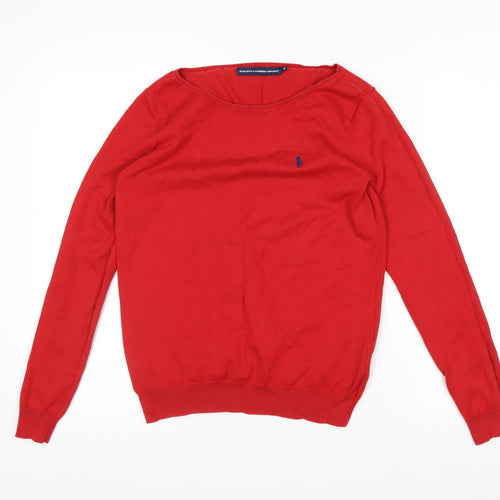 Ralph Lauren Men’s Red Cotton Crew Neck Jumper Size M