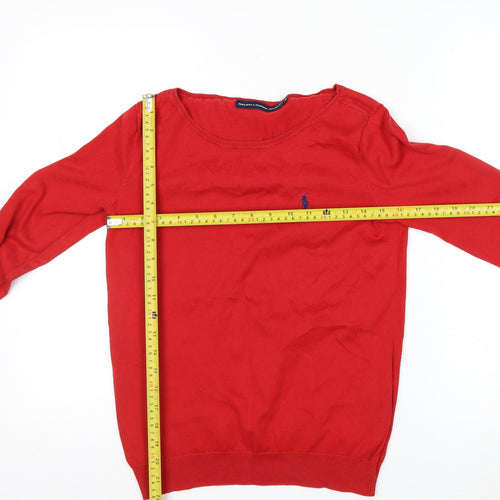 Ralph Lauren Men’s Red Cotton Crew Neck Jumper Size M
