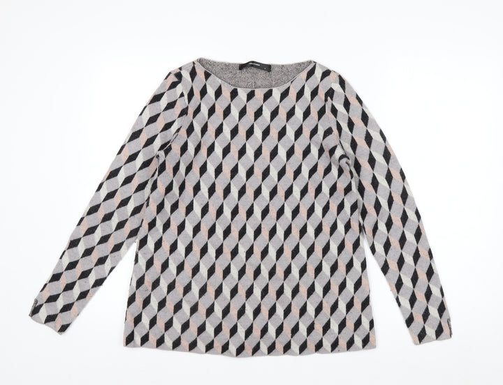 Hallhuber Women's Multicoloured Wool Geometric Pullover Jumper Size S