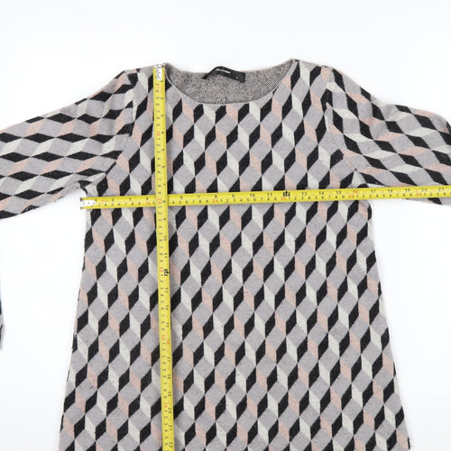 Hallhuber Women's Multicoloured Wool Geometric Pullover Jumper Size S