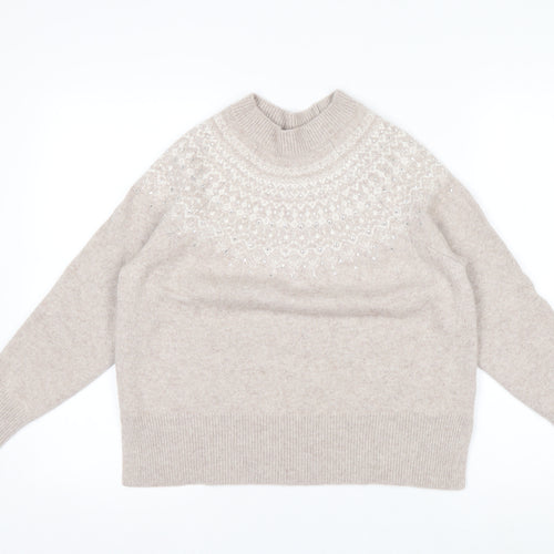 The White Company Women's Beige Fair Isle Wool Blend Jumper Size M