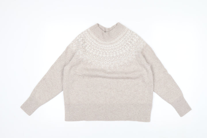 The White Company Women's Beige Fair Isle Wool Blend Jumper Size M