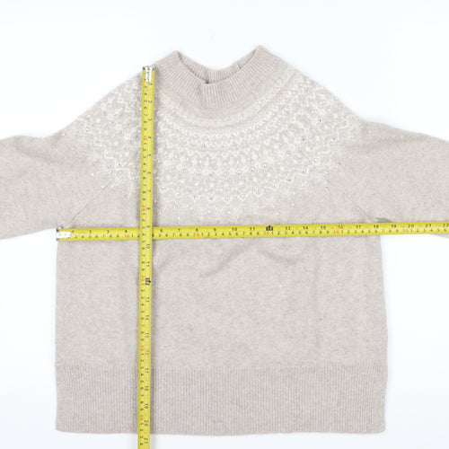 The White Company Women's Beige Fair Isle Wool Blend Jumper Size M