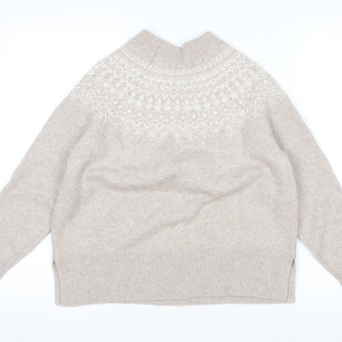 The White Company Women's Beige Fair Isle Wool Blend Jumper Size M