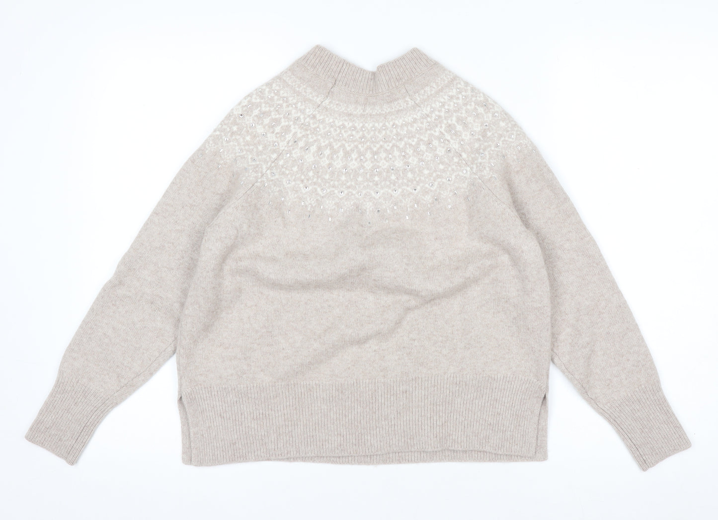 The White Company Women's Beige Fair Isle Wool Blend Jumper Size M