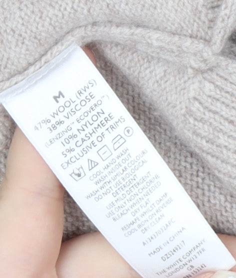 The White Company Women's Beige Fair Isle Wool Blend Jumper Size M