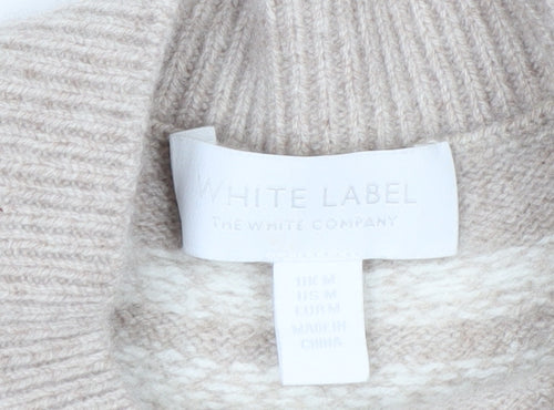 The White Company Women's Beige Fair Isle Wool Blend Jumper Size M