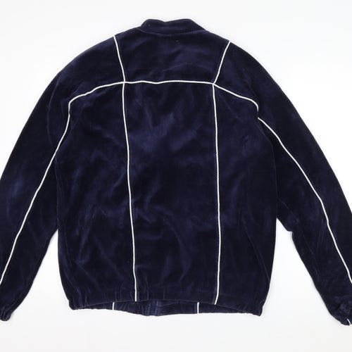 Fila Men's Blue L Retro Bomber Jacket Full Zip Velvet Finish