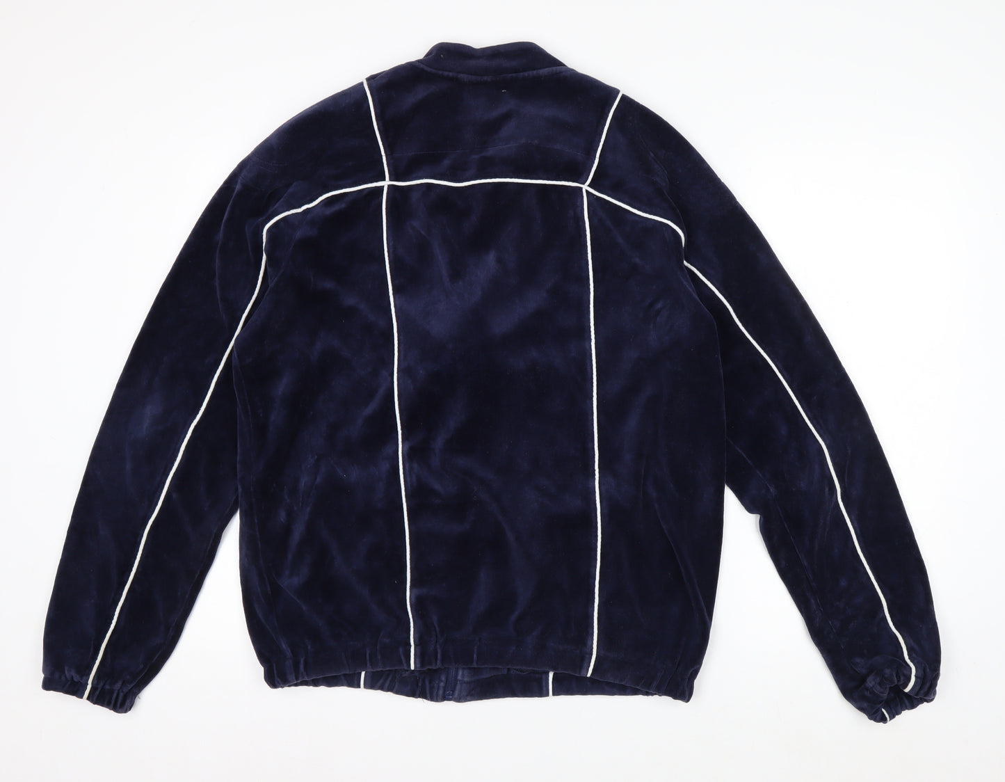 Fila Men's Blue L Retro Bomber Jacket Full Zip Velvet Finish