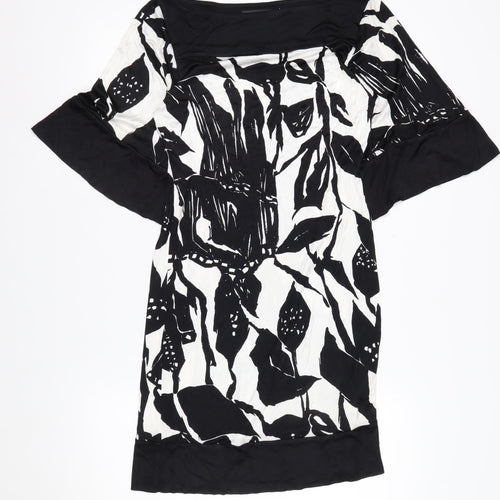 Coast Women Black White Floral Off Shoulder Shift Dress Size 8