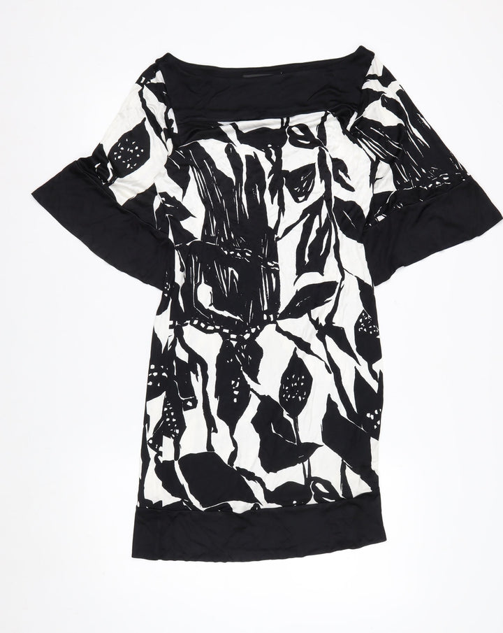 Coast Women Black White Floral Off Shoulder Shift Dress Size 8