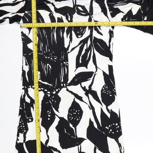 Coast Women Black White Floral Off Shoulder Shift Dress Size 8