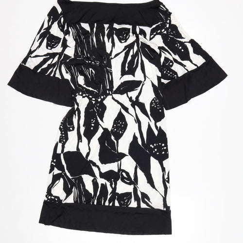 Coast Women Black White Floral Off Shoulder Shift Dress Size 8