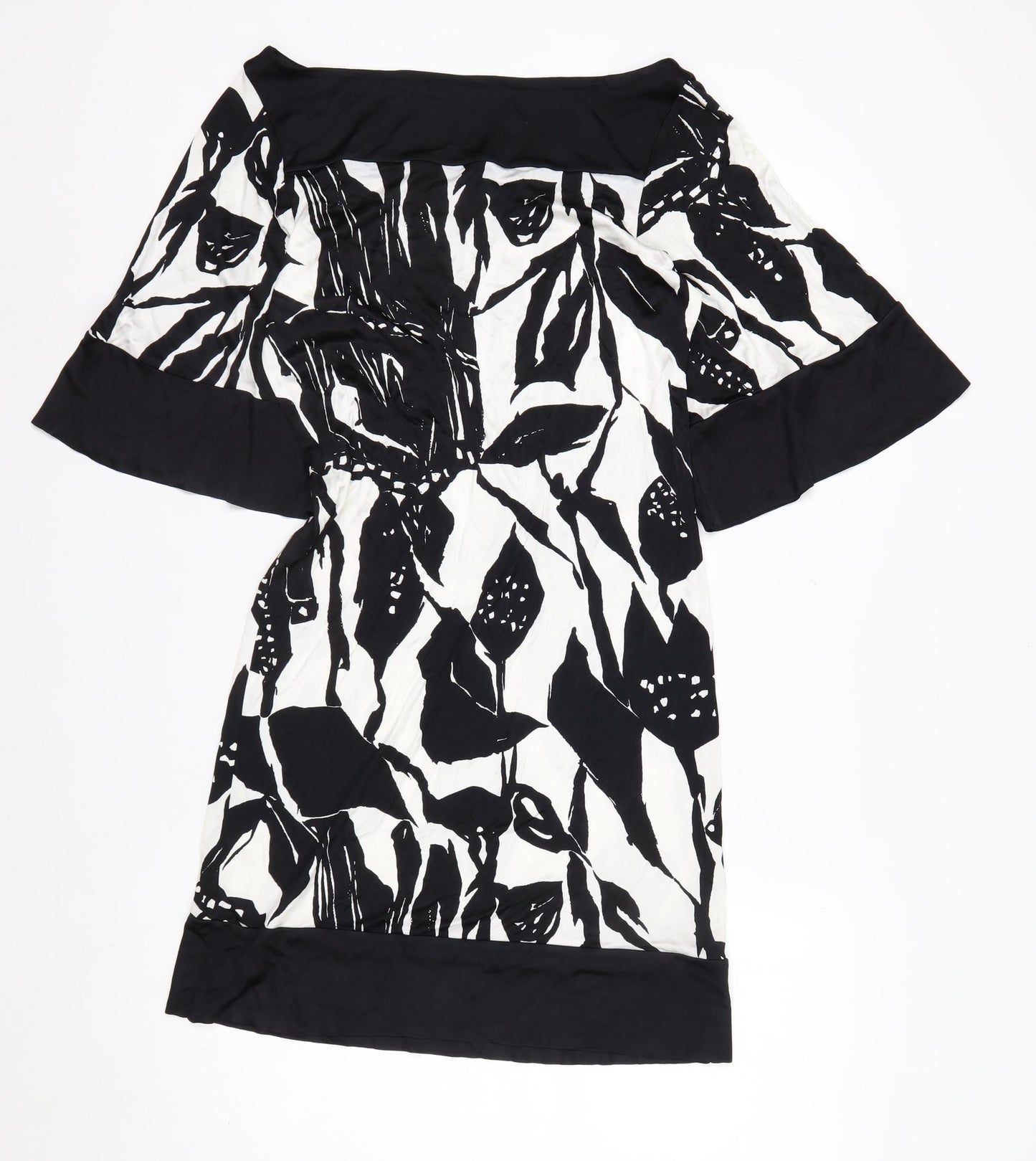 Coast Women Black White Floral Off Shoulder Shift Dress Size 8