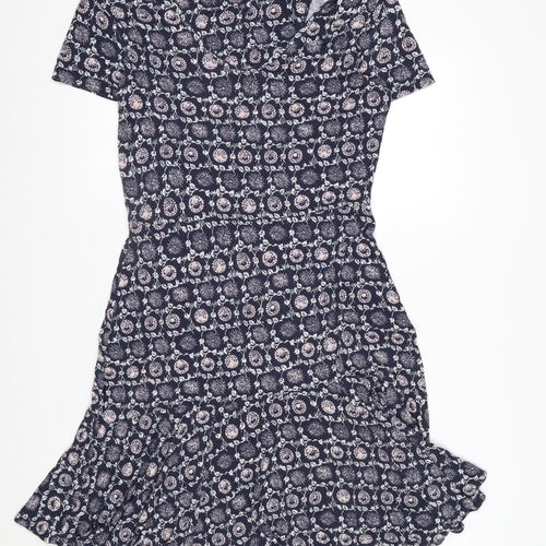 Next Women's Blue Floral Fit & Flare Dress Size 12