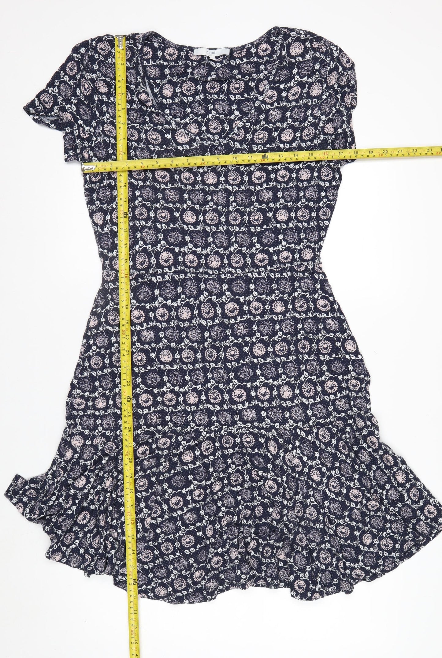 Next Women's Blue Floral Fit & Flare Dress Size 12