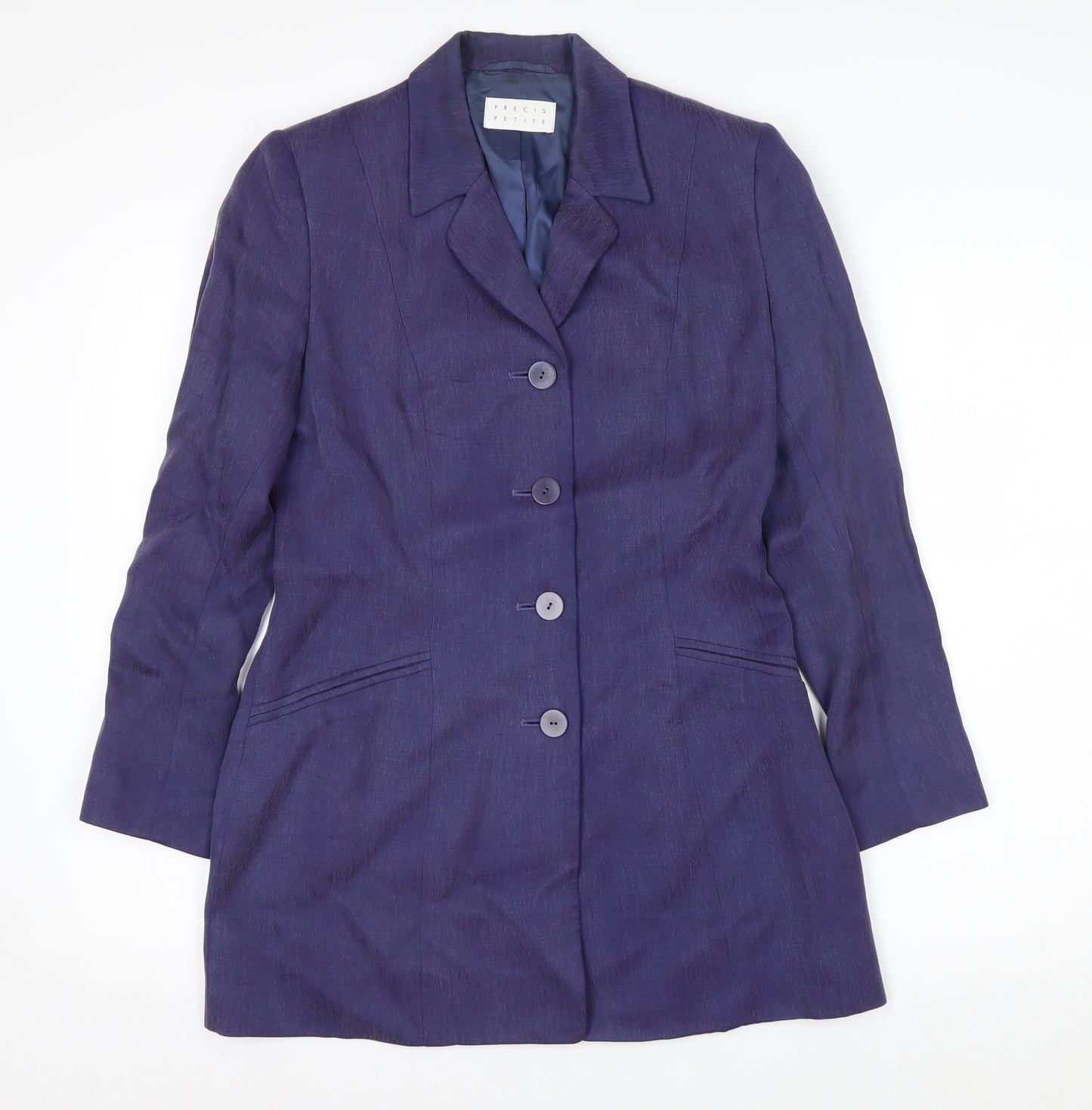 Precis Petite Purple Viscose Tailored Single-Breasted Jacket Size 8
