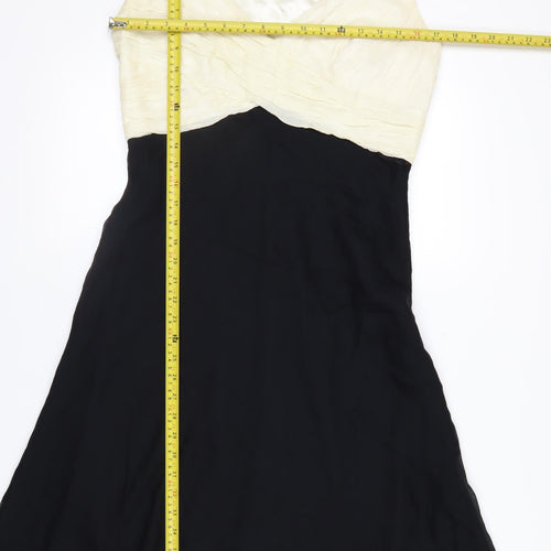 Marks and Spencer Women Ivory Black Silk A-Line Dress Size 12