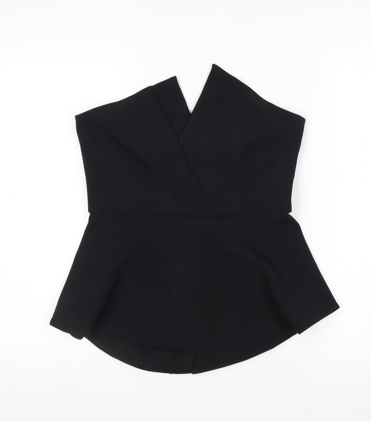 River Island Women’s Black Strapless Peplum Blouse Size 10