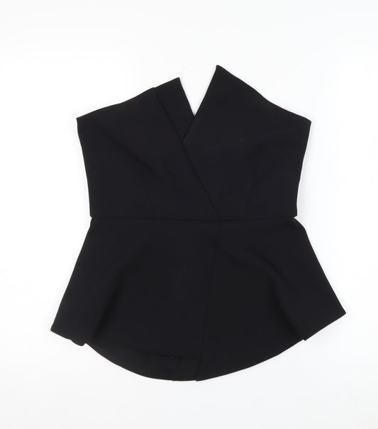 River Island Women’s Black Strapless Peplum Blouse Size 10