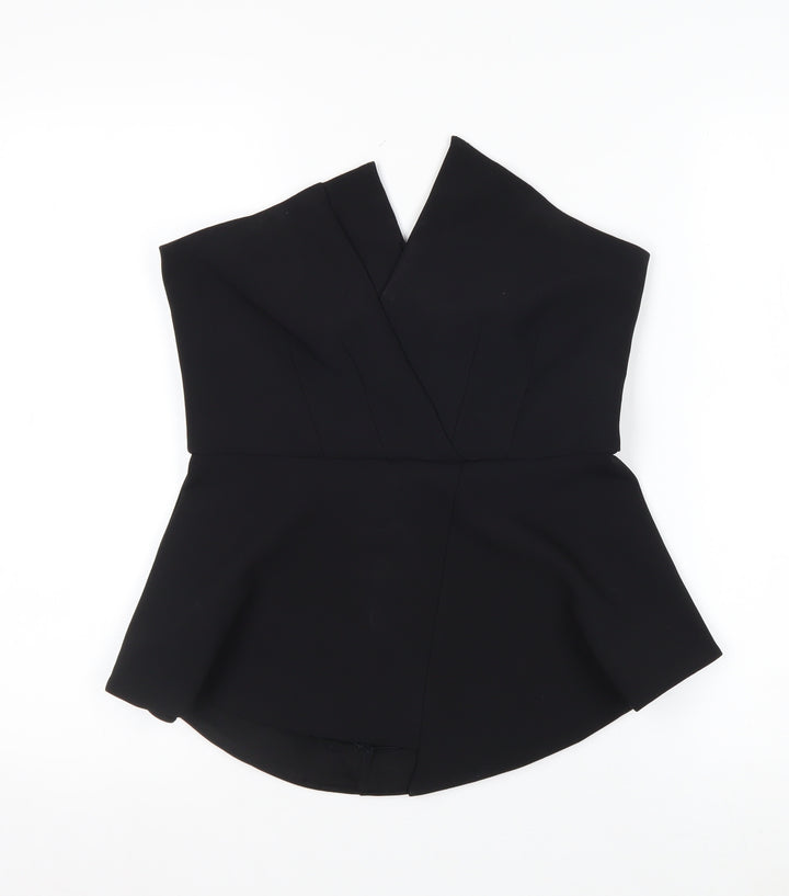 River Island Women’s Black Strapless Peplum Blouse Size 10