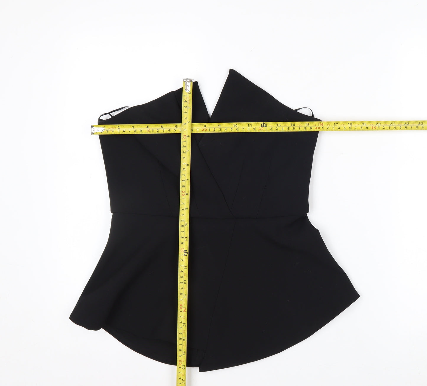 River Island Women’s Black Strapless Peplum Blouse Size 10