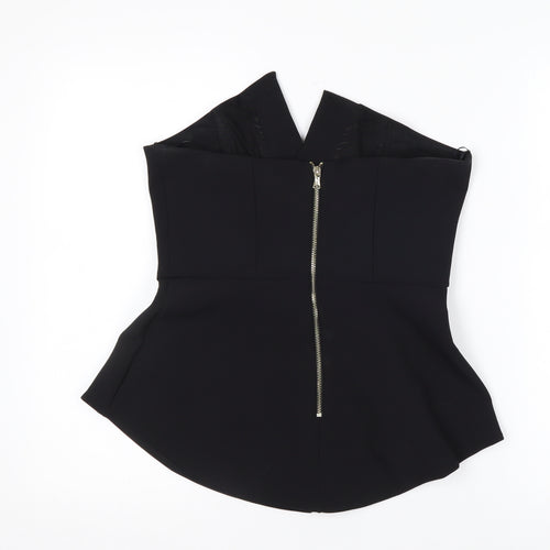 River Island Women’s Black Strapless Peplum Blouse Size 10