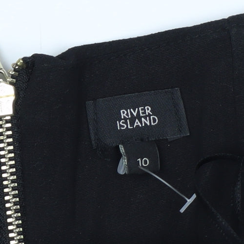 River Island Women’s Black Strapless Peplum Blouse Size 10