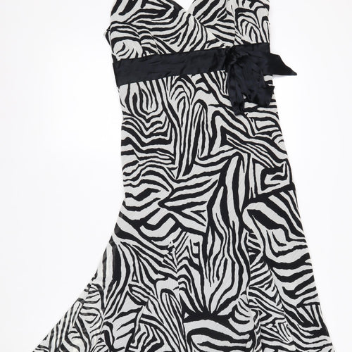 Marks and Spencer Women’s Black Zebra Print Hi-Low A-Line Dress Size 12