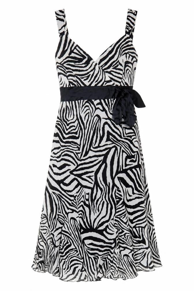 Marks and Spencer Women’s Black Zebra Print Hi-Low A-Line Dress Size 12
