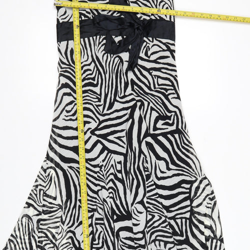 Marks and Spencer Women’s Black Zebra Print Hi-Low A-Line Dress Size 12