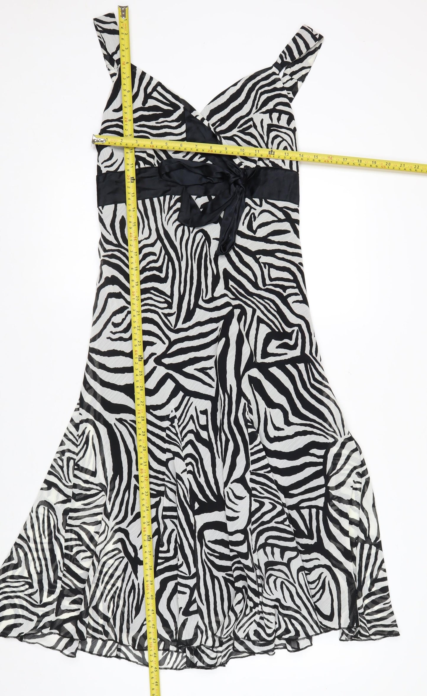 Marks and Spencer Women’s Black Zebra Print Hi-Low A-Line Dress Size 12