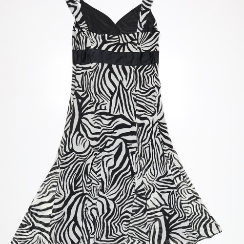 Marks and Spencer Women’s Black Zebra Print Hi-Low A-Line Dress Size 12