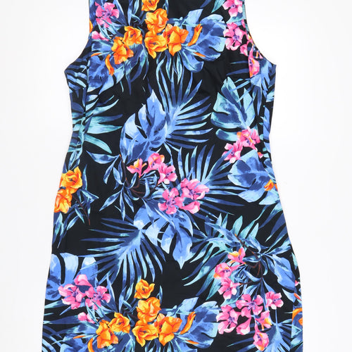 Wallis Petite Multicoloured Floral Shift Dress Size 16 Sleeveless