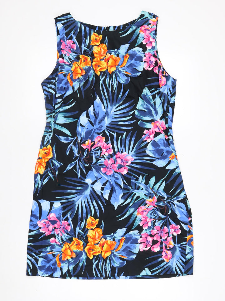 Wallis Petite Multicoloured Floral Shift Dress Size 16 Sleeveless